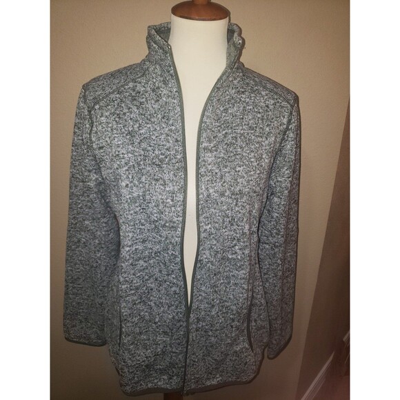 Eddie Bauer Womens Sweater Fleece Full Zip Mock Neck Jacket Medium Loden Green - Picture 3 of 9